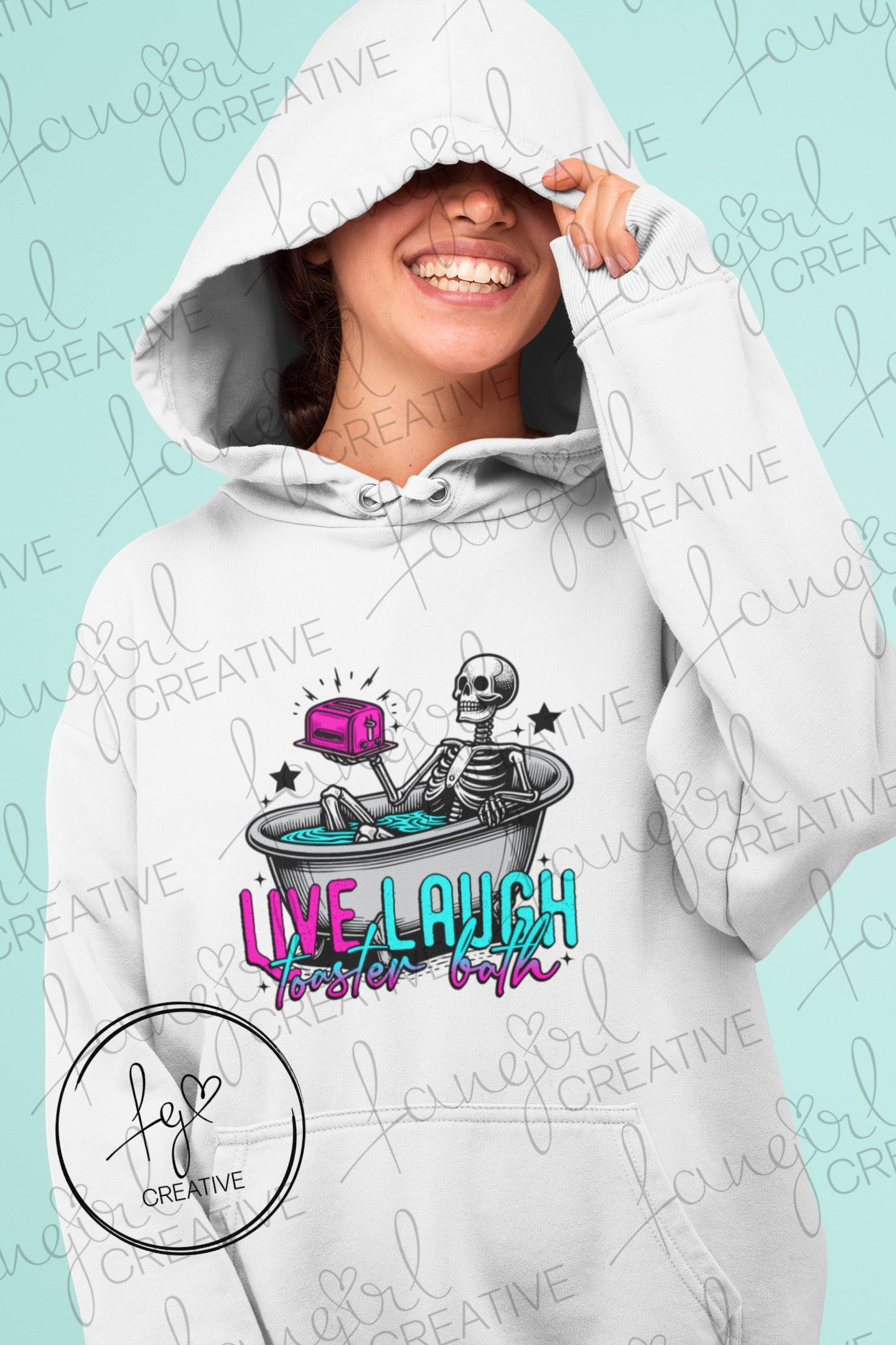 Live Laugh Toaster Bath Hoodie