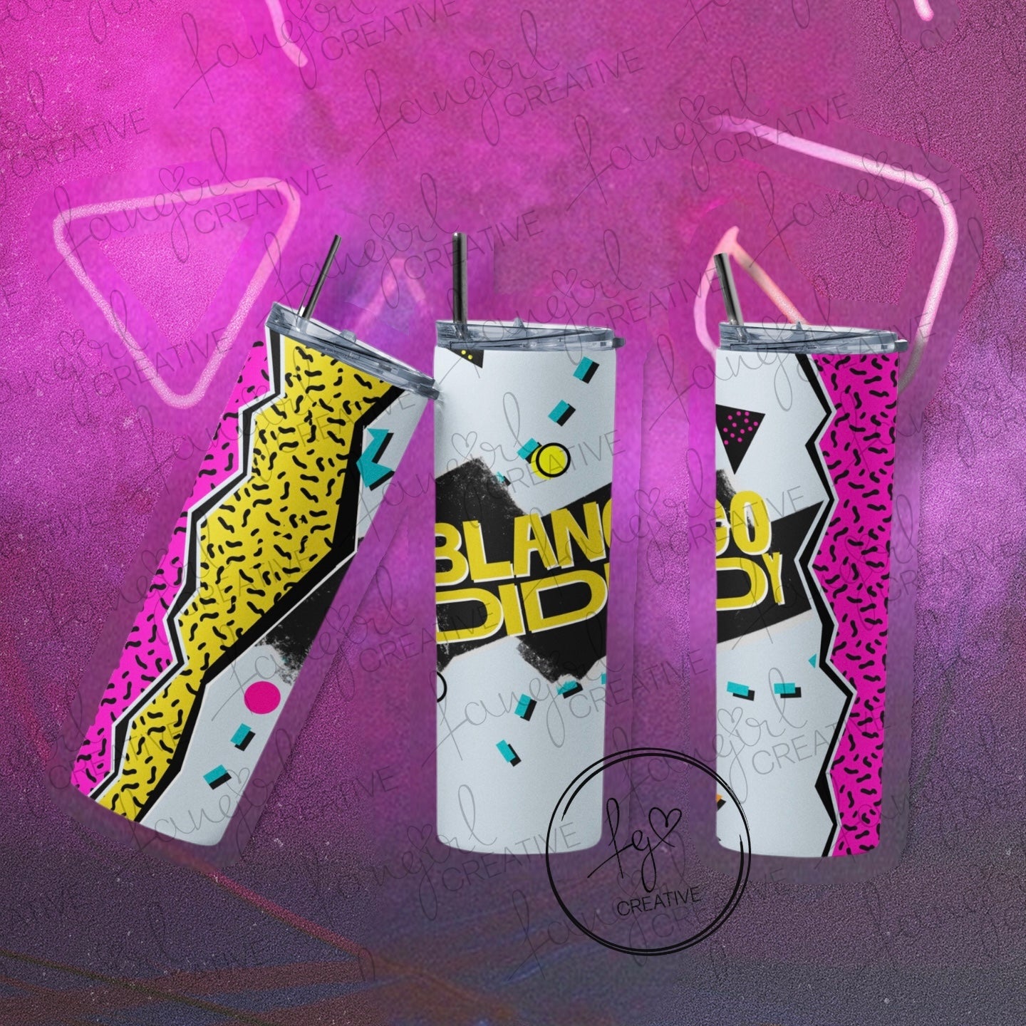 Neon Retro 90s Doll Box Style Customized Stainless Steel Tumbler