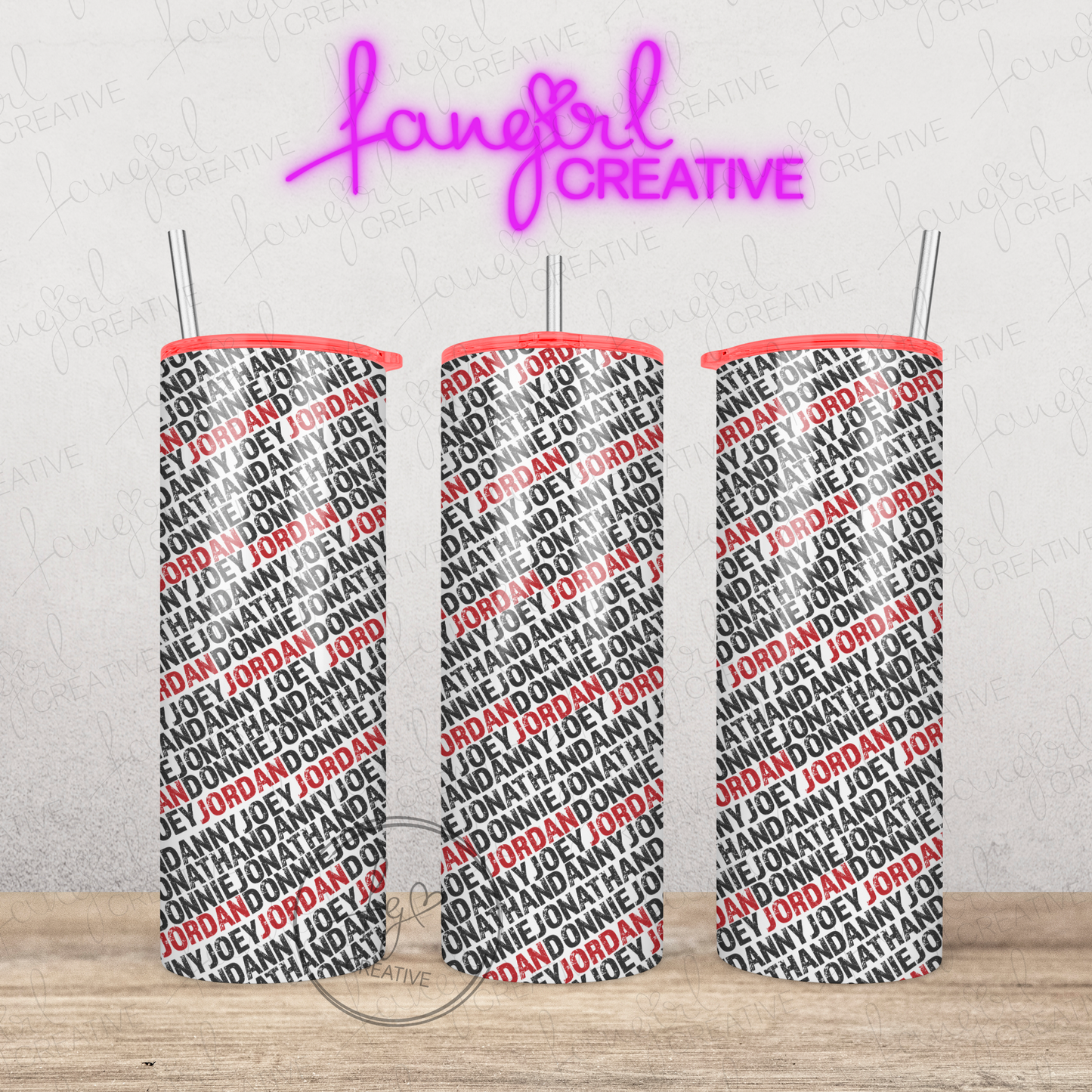 DannyDonnieJoeyJonathanJordan Names Stainless Steel Tumbler with Colorful Lid