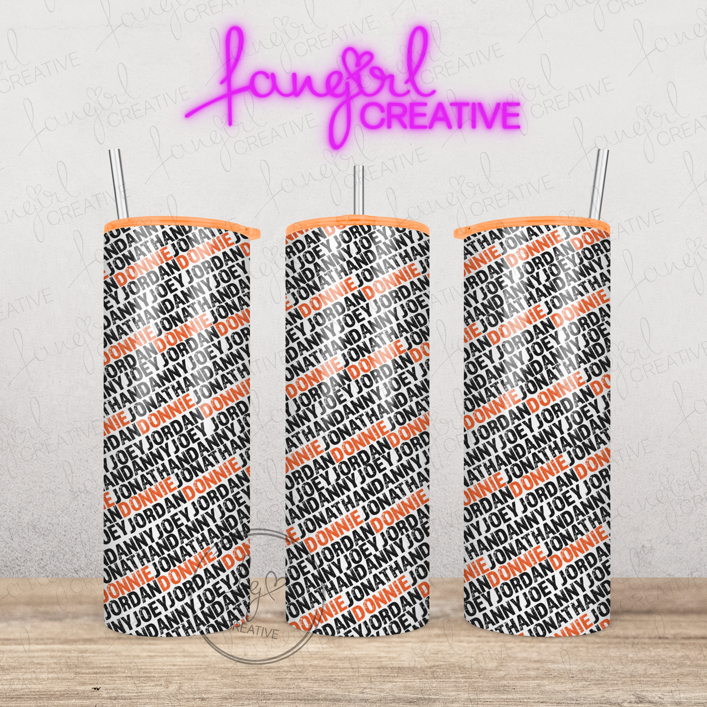 DannyDonnieJoeyJonathanJordan Names Stainless Steel Tumbler with Colorful Lid