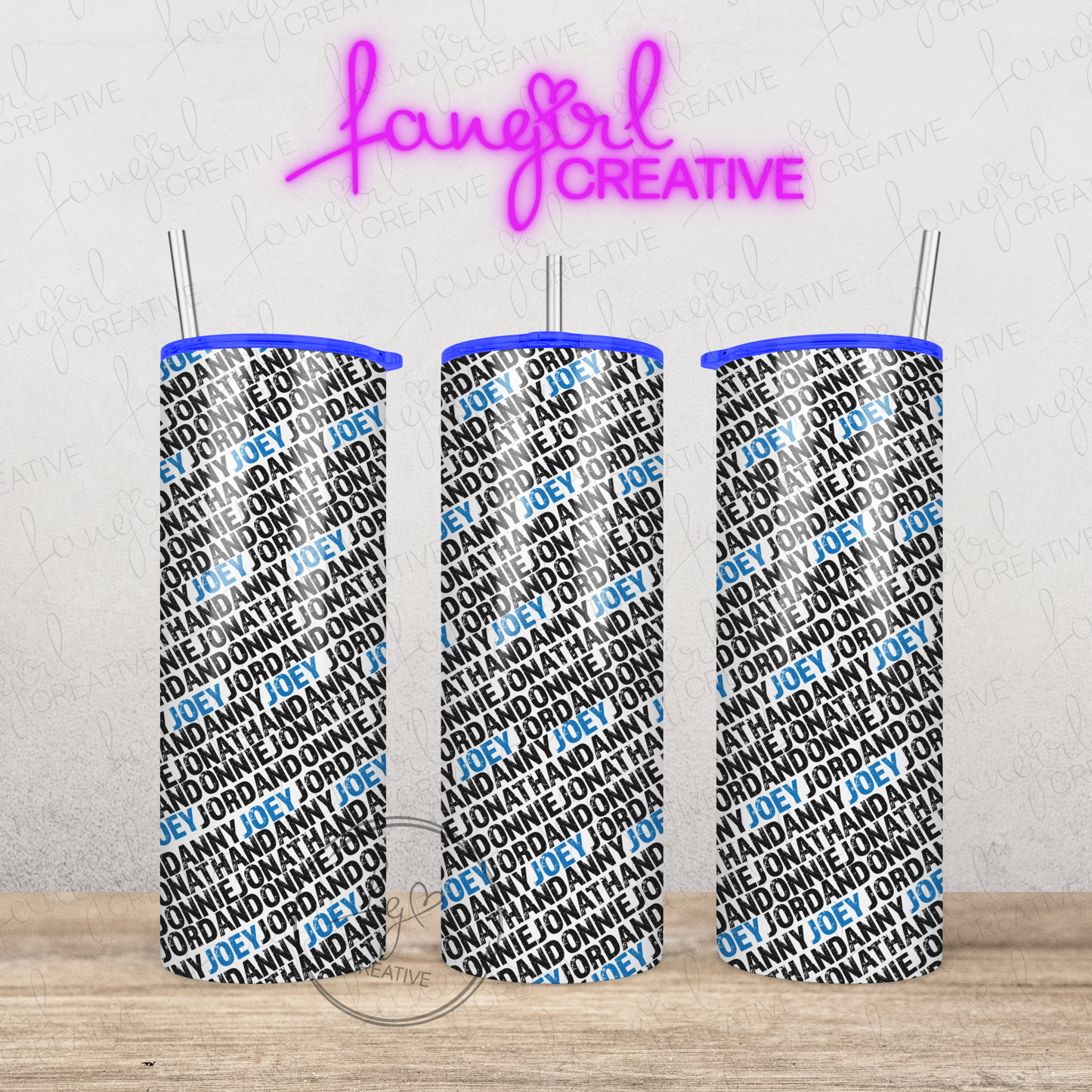 DannyDonnieJoeyJonathanJordan Names Stainless Steel Tumbler with Colorful Lid