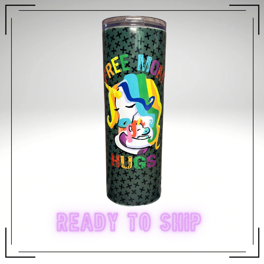 Free Mom Hugs LGBTQIA+ Stainless Steel Tumbler - Ready to ship