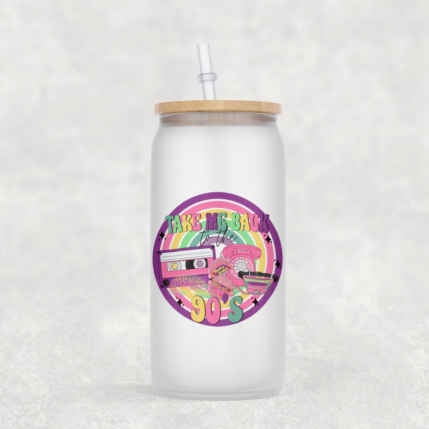 Take Me Back to the 90s Frosted 16oz Glass Can