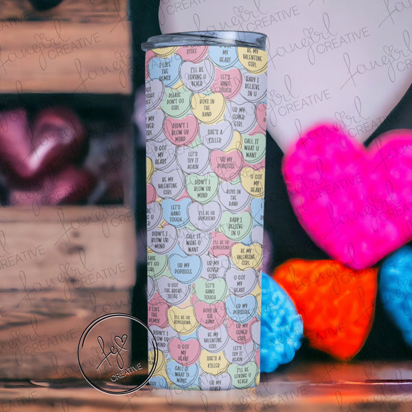 Candy Conversation Hearts Stainless Steel Tumbler