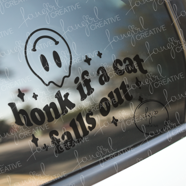 Honk If A Cat Falls Out Decal Sticker