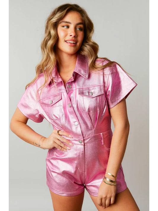 Pink Metallic Romper