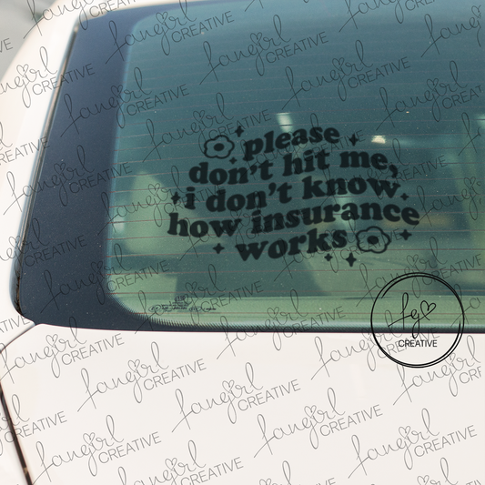 Please Don't Hit Me I Don't Know How Insurance Works Decal Sticker