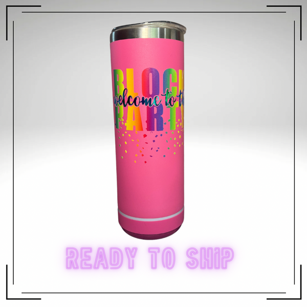 Block Party Pink Bluetooth Speaker Tumbler - READY TO SHIP