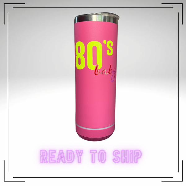 80s Baby Pink Bluetooth Speaker Tumbler - READY TO SHIP
