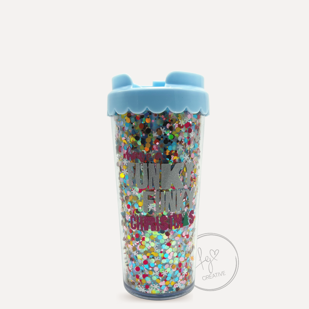 Funky Funky Christmas Confetti Tumbler - Blue