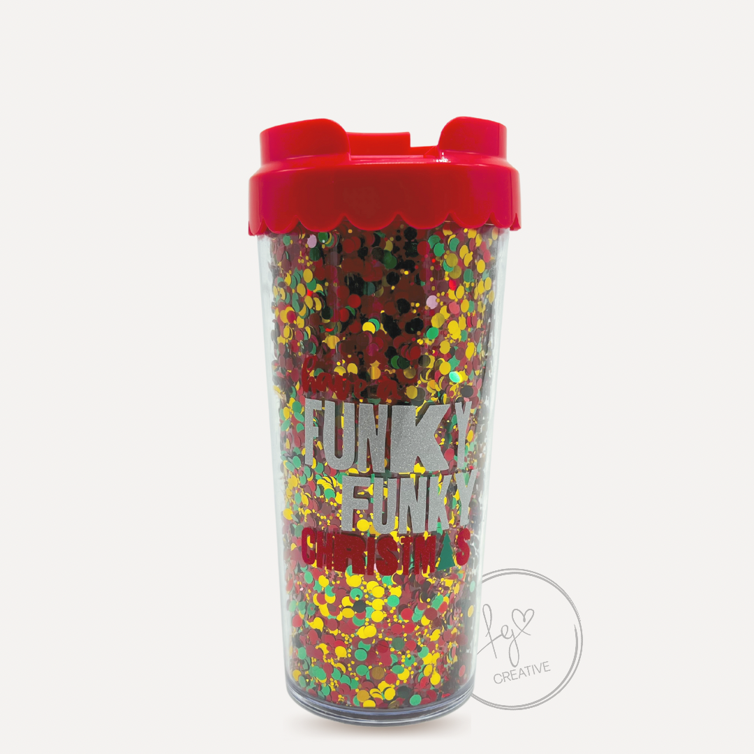 Funky Funky Christmas Confetti Tumbler - Red