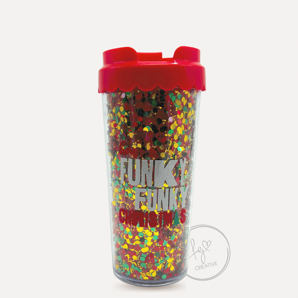 Funky Funky Christmas Confetti Tumbler - Red