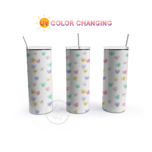 Candy Heart Lyrics UV Color Changing Stainless Steel Tumbler