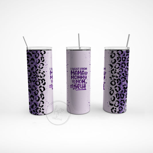 Mommy to Bruh Purple Leopard Stainless Steel Tumbler