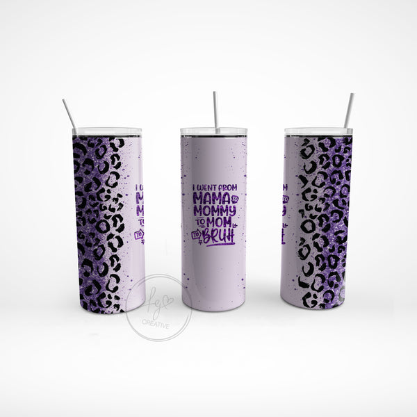 Mommy to Bruh Purple Leopard Stainless Steel Tumbler