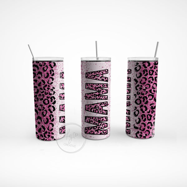 Pink Leopard Mama Stainless Steel Tumbler