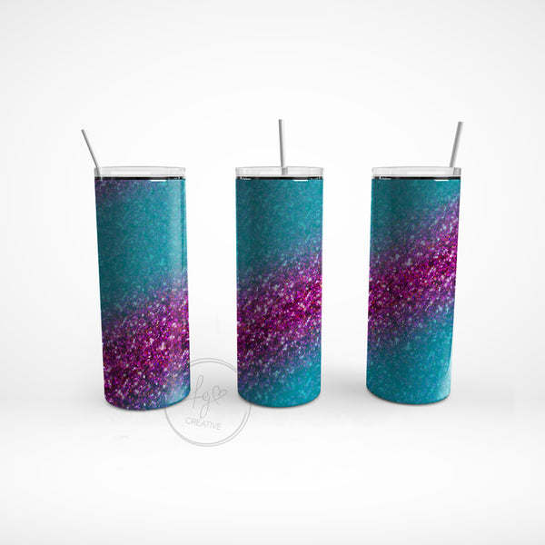 Pink Teal Sparkle Stainless Steel Tumbler