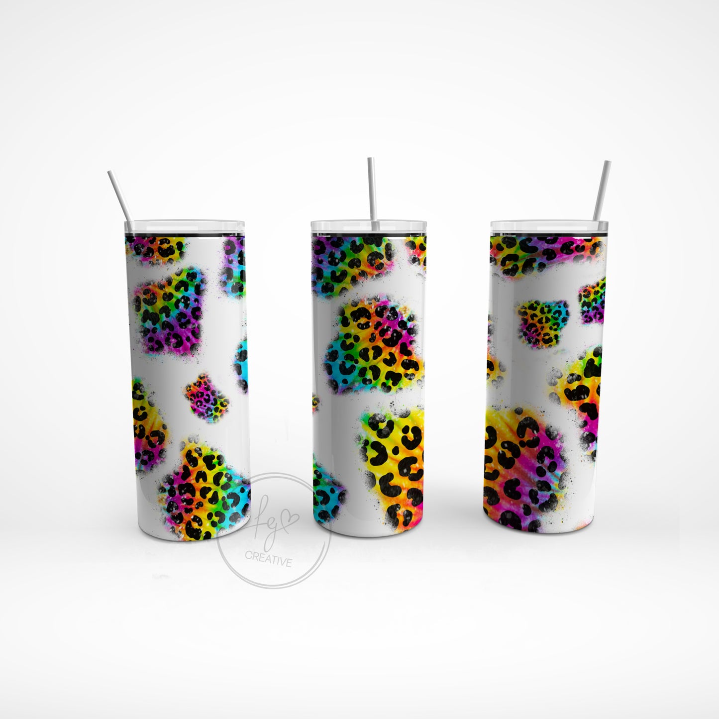 Rainbow Leopard Glow in the Dark Stainless Steel Tumbler