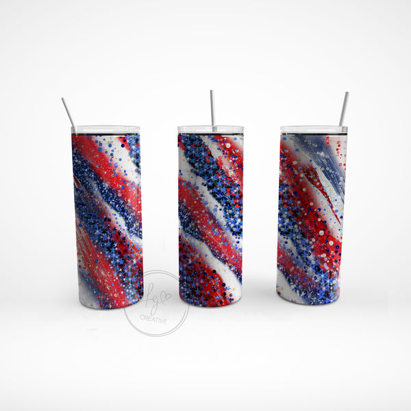 Red & Blue Sparkle Stainless Steel Tumbler